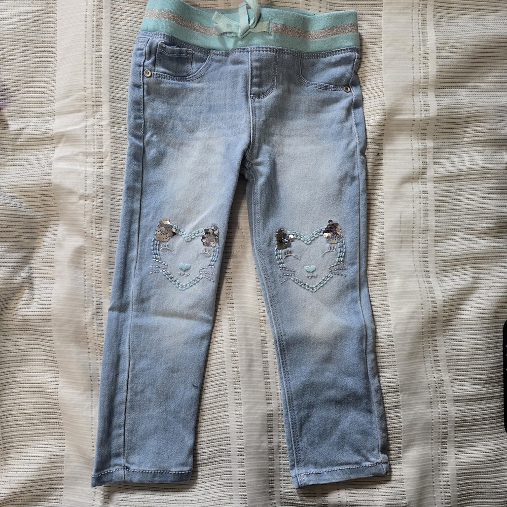 Kids Light Blue Jeans with Cute Embellishments
